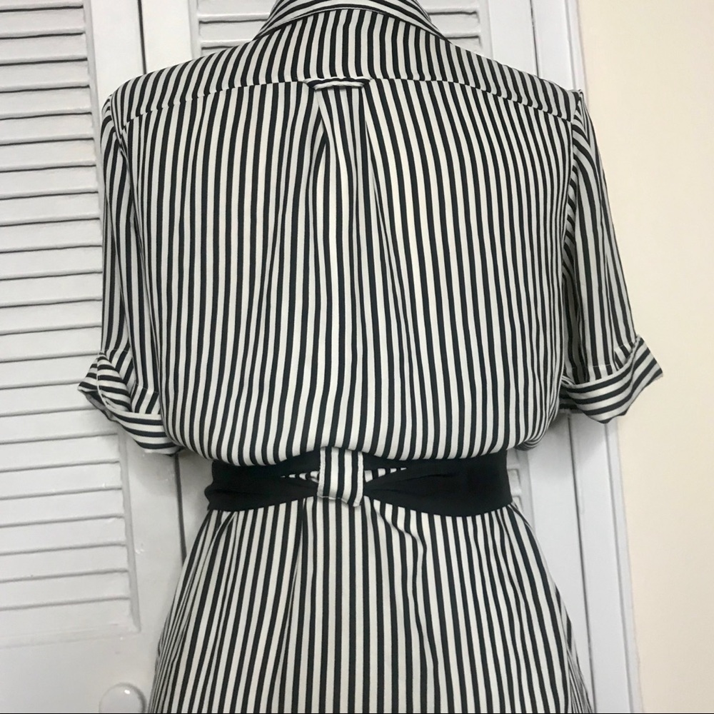 NWOT H&M black and white stripe shirt dress - Picture 4 of 5